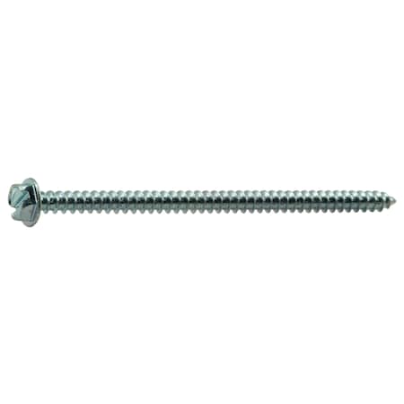 Midwest Fastener Sheet Metal Screw, #8 x 3 in, Zinc Plated Steel Flange Hex Head Slotted Drive, 100 PK 02932
